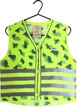 Gofluo - Fluohesje Kind Camou - Met houtje touwtje sluiting - Fluo - Camouflage - Fiets accessoires - 7-9Y - Green