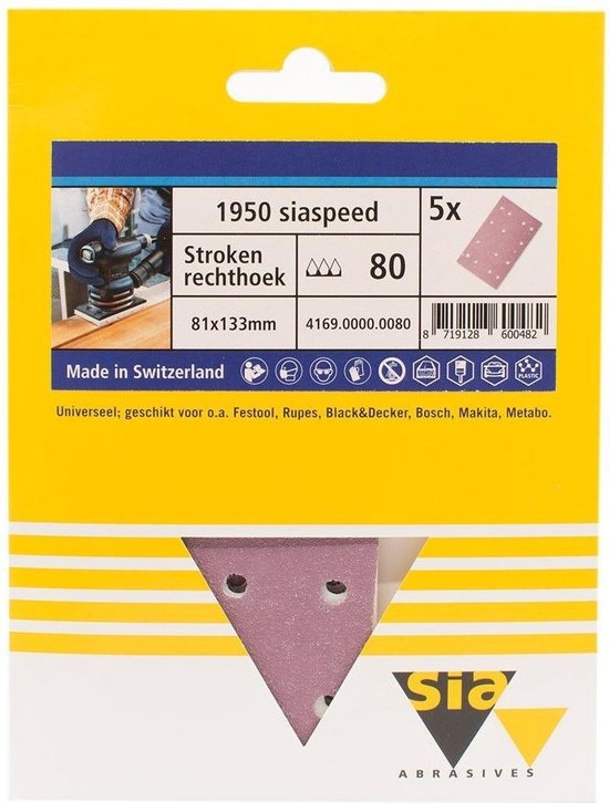 Sia siaspeed schuurstrook 14-gaats P100 - 80 mm. x 133 mm. (5 stuks)