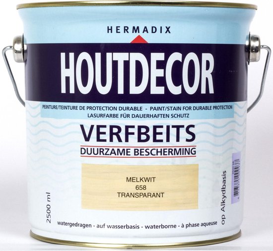 Hermadix Houtdecor Verfbeits Transparant - 2,5 liter - 658 Melkwit