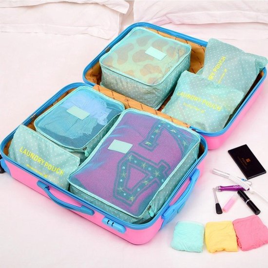 Koffer Organizer – Set van 6 – Travelsky packing cubes set – Inpak zakken – Travel bag 6 delig - Groen