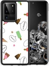 Silicone Back Case Geschikt voor Samsung Galaxy S20 Ultra Telefoon Hoesje met Zwarte rand IJsjes
