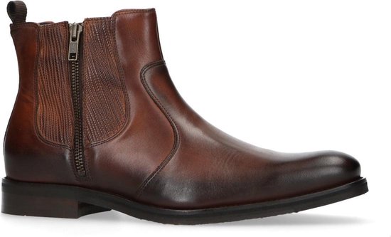 Manfield - Heren - Cognac leren boots - Maat 43 | bol.com