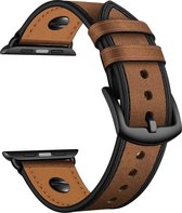 SmartphoneClip® Leer bruin met schroef Bandje geschikt voor Apple Watch 42mm, 44mm, 45mm, en 49 mm (alle generaties)