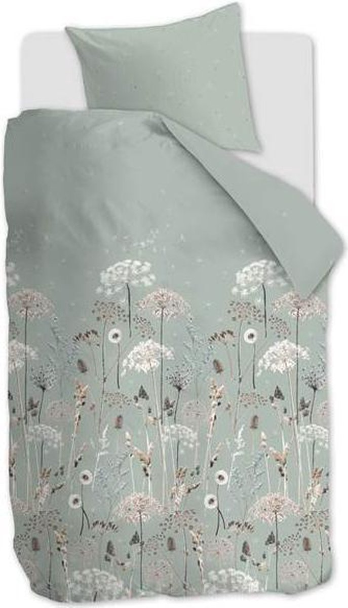 Ariadne at Home Flowers - Dekbedovertrek - Eenpersoons - 140x200/220 cm - Flanel - Green