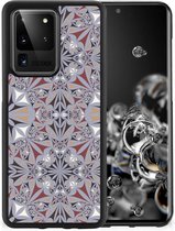 Hoesje Geschikt voor Samsung Galaxy S20 Ultra Telefoonhoesje met Zwarte rand Flower Tiles