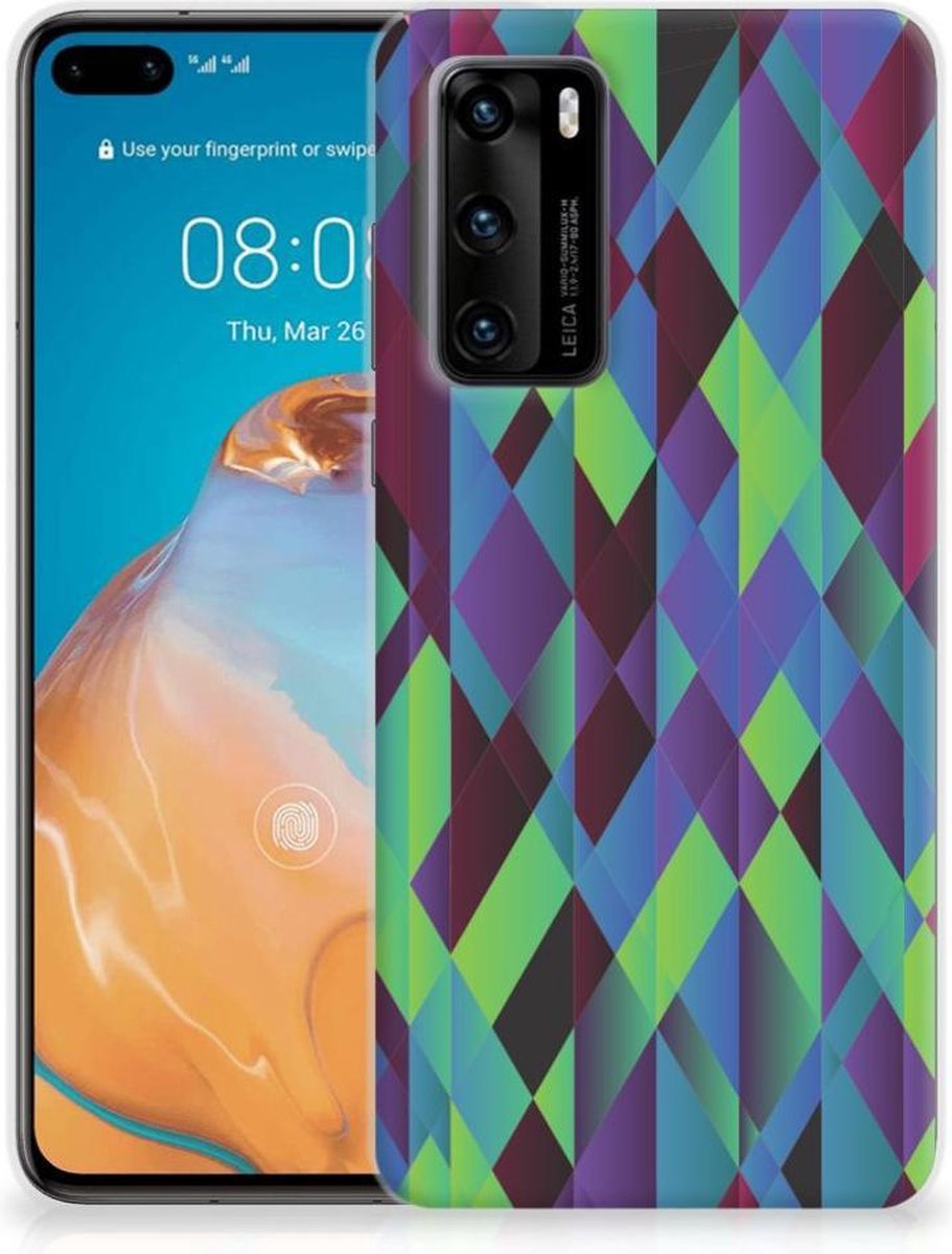 Huawei P40 TPU Hoesje Abstract Green Blue