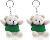 10x stuks pluche teddybeer knuffel sleutelhangers groen 8 cm - Beren dieren sleutelhangers - Speelgoed voor kinderen