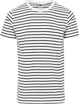 Urban Classics Heren Tshirt -L- Striped Wit/Zwart