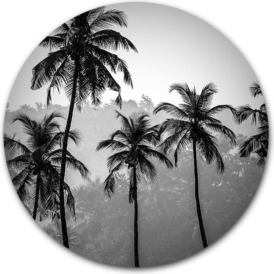 Ronde muursticker Palm Trees - WallCatcher | 60 cm behangsticker wandcirkel | Muurcirkel Palmbomen