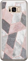 Samsung S8 hoesje siliconen - Stone grid marmer | Samsung Galaxy S8 case | Roze | TPU backcover transparant