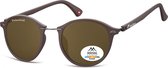 Montana MP22E - Zonnebril -  Rond model - Donker bruin kunststof-Polarizerend- Lensbreedte 48 mm
