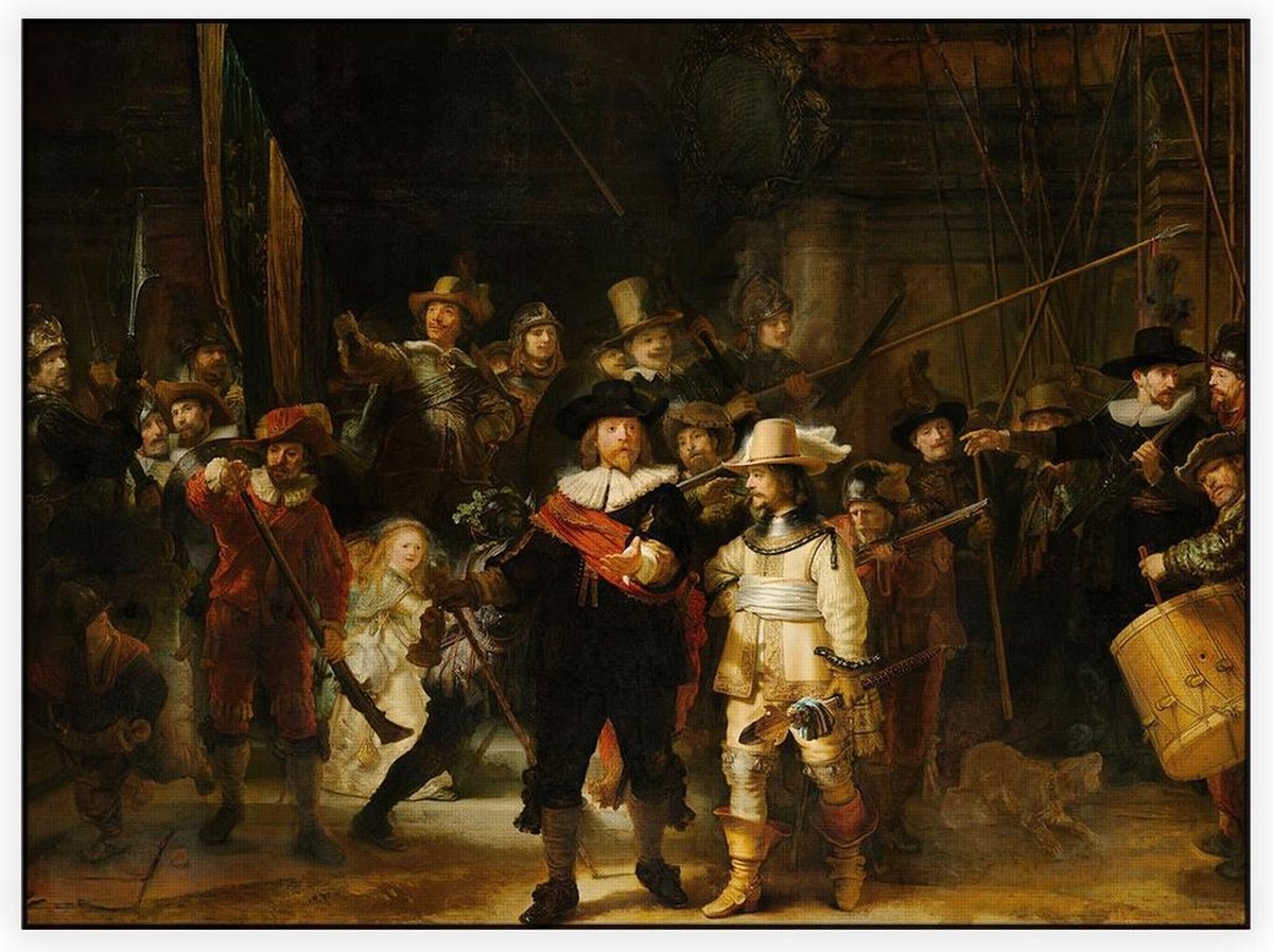 De Nachtwacht, Rembrandt van Rijn - Foto op Akoestisch paneel - 160 x