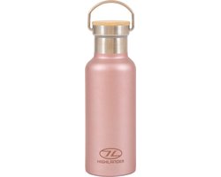 Foto: Highlander thermosfles campsite 500 ml bamboe rvs roze