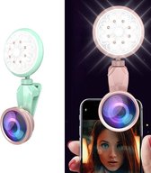 Let op type!! RK35B professionele Beauty Selfie licht Selfie clip Flash vulling licht met HD 4K groothoek/50X macro lens (groen)