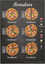 Educatieve poster (Forex) - Rekenen breuken pizzaschijf - 30 x 40 cm