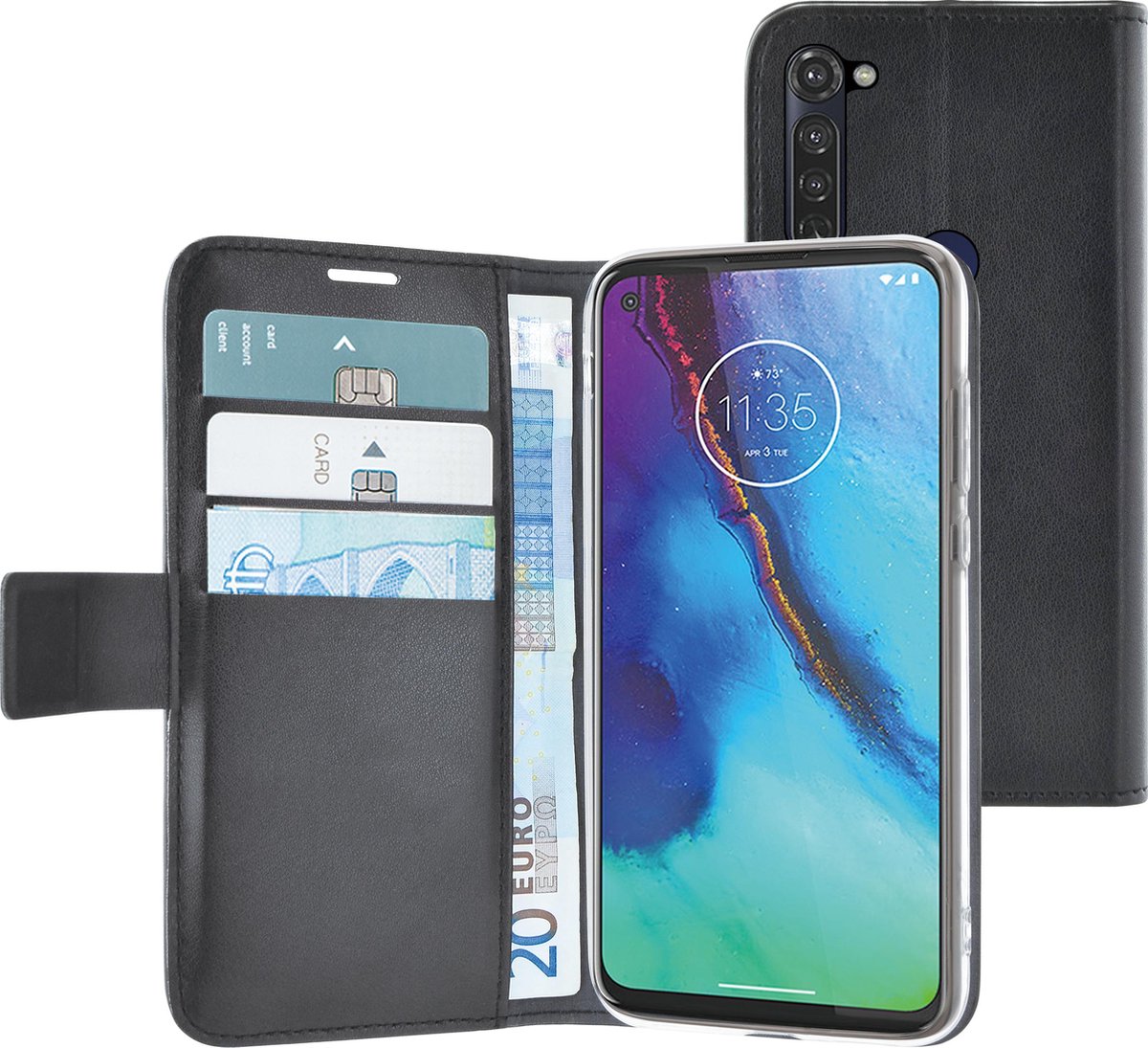Azuri Motorola Moto G Pro hoesje - Walletcase - Zwart