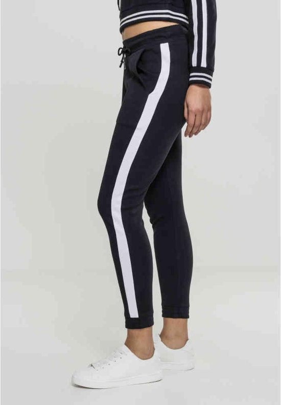 Urban Classics - Interlock Dames joggingbroek - S - Zwart/Wit