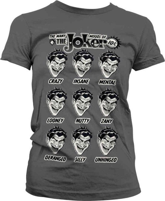 DC Comics Batman Dames Tshirt -2XL- The Many Moods Of The Joker Grijs