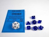 Mini Polydice set - Translucent Blue w/white