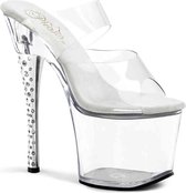 Pleaser Muiltjes -42 Shoes- DIAMOND-702 Paaldans schoenen Transparant/Zilverkleurig