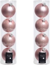 8x Lichtroze glazen kerstballen 10 cm - Mat/matte - Kerstboomversiering lichtroze