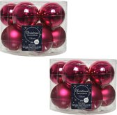 20x Bessen roze glazen kerstballen 6 cm - glans en mat - Glans/glanzende - Kerstboomversiering bessen roze