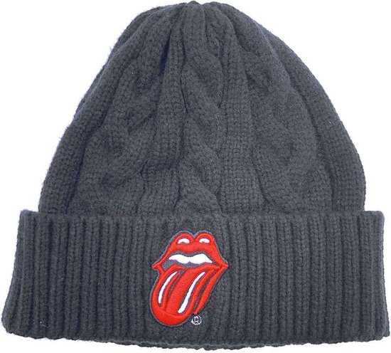The Rolling Stones Cable Knit Logo Beanie Muts