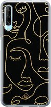 Huawei P Smart Pro hoesje siliconen - Abstract faces | Huawei P Smart Pro case | zwart | TPU backcover transparant