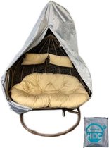 CUHOC Beschermhoes voor hangstoel - Egg stoelhoes - Lounge stoelhoes - Diamond waterdichte beschermhoes - 2 persoons 140x125x180 cm - Zilvergrijs