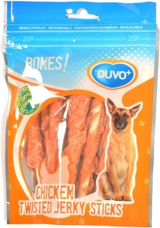 Duvo+ Twisted chicken jerky sticks 7st 12,5cm 70g bol