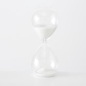 Decoratie zandloper glas met wit zand 20 cm - Glazen zandloper/timer - Woondecoraties/woonaccessoires