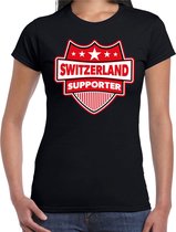 Switzerland supporter schild t-shirt zwart voor dames - Zwitzerland landen t-shirt / kleding - EK / WK / Olympische spelen outfit XL
