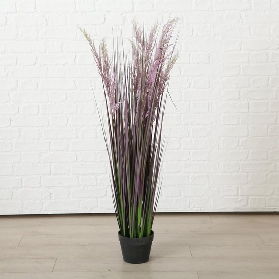 1x Plante artificielle de grande herbe violette / verte de 80 cm en pot  noir - Plantes... | bol.com