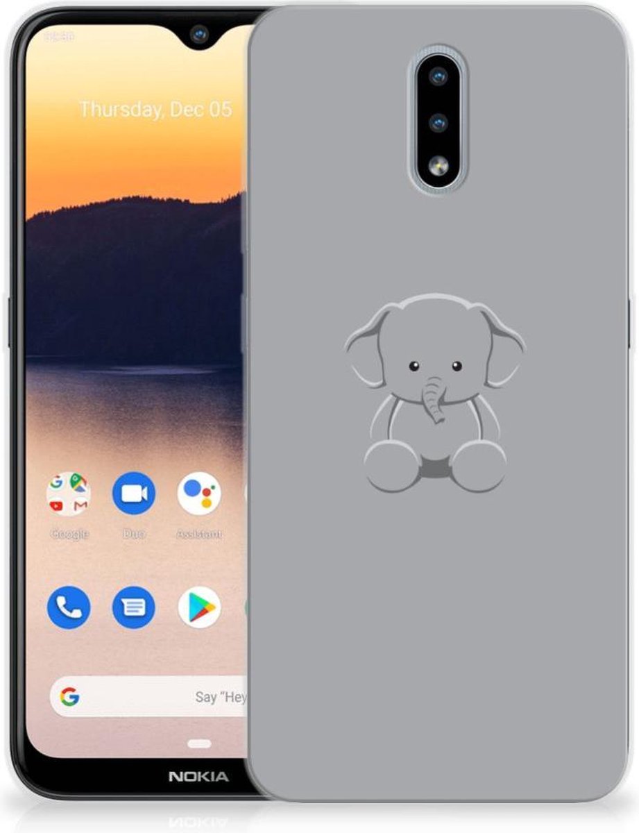 Nokia 2.3 Telefoonhoesje met Naam Grijs Baby Olifant