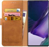 Rosso Element Book Case Wallet Hoesje Geschikt voor Samsung Galaxy Note 20 Ultra | Portemonnee | 3 Pasjes | Magneetsluiting | Stand Functie | Licht Bruin