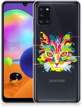 Mobiel Case Geschikt voor Samsung Galaxy A31 GSM Hoesje Doorzichtig Cat Color