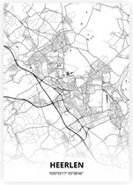 Heerlen plattegrond - A2 poster - Zwart witte stijl