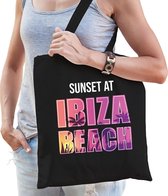Sunset beach tas Sunset at Ibiza Beach voor dames - zwart - Beach party tas / bedrukte tasjes / tas / shopper