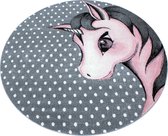 Vloerkleed Kinderkamer - Unicorn - roze - rond 120 cm