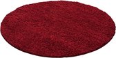 Hoogpolig vloerkleed Dream - rood - rond - 120x120 cm