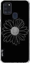 Casetastic Samsung Galaxy A21s (2020) Hoesje - Softcover Hoesje met Design - Daisy Black Print