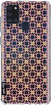 Casetastic Samsung Galaxy A21s (2020) Hoesje - Softcover Hoesje met Design - Geometric Lines Sweet Print