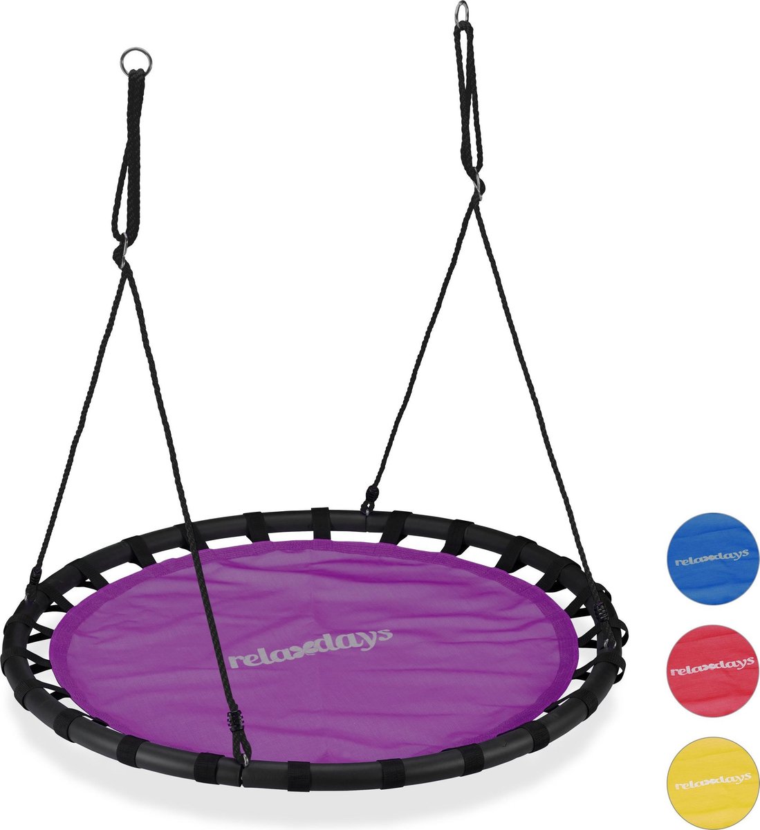 Relaxdays Nestschommel - schotelschommel - buiten schommel - kinderschommel - XL- 120 cm - Paars