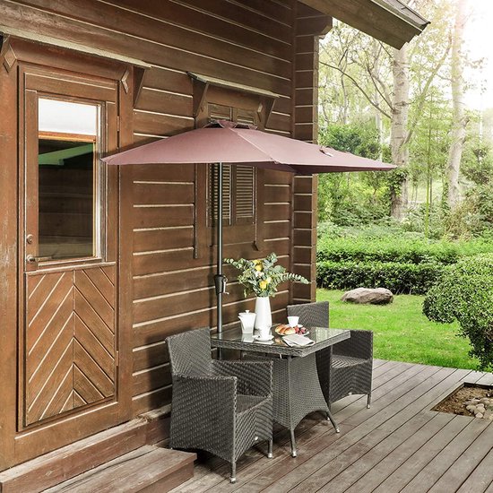 Eerlijk Alstublieft lening Halfronde parasol met diameter 270 cm, UV 50+, voor buiten, terras, tuin,  balkon - taupe | bol.com