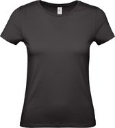 Set van 3x stuks zwart basic t-shirts met ronde hals voor dames - katoen - 145 grams - zwarte shirts / kleding, maat: 2XL (44)