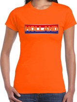 Oranje / Holland supporter t-shirt / shirt Holland banner oranje voor dames M