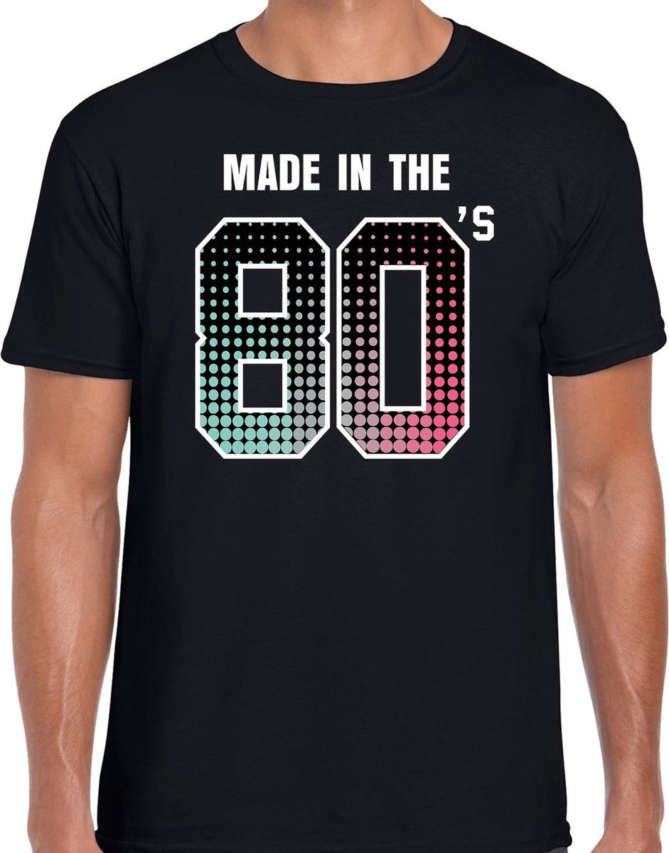 Afbeelding van product Bellatio Decorations  Eighties feest t-shirt / shirt made in the 80s - zwart - voor heren - dance kleding / 80s feest shirts / verjaardags shirt / outfit XXL  - maat XXL