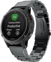 Stalen Smartwatch bandje - Geschikt voor  Garmin stalen bandje - zwart - Horlogeband / Polsband / Armband