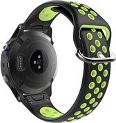 Siliconen Smartwatch bandje - Geschikt voor  Garmin Fenix 5 / 6 sport band - zwart/geel - Horlogeband / Polsband / Armband
