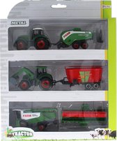 TRACTOR Set 3 Tractors met Aanhanger Set 3